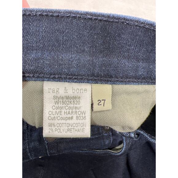 Rag & Bone Skinny Leg Jeans Dark Olive Harrow Blue Women's 27 Capsule Easy Chic - Picture 6 of 8